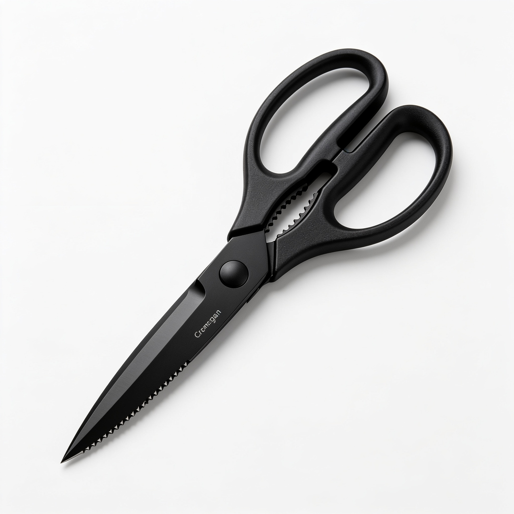 LittleKitchen Küchenschere 21 cm, Haushaltsschere mit Sägeschliff, Schere Küche, Edelstahl, Softgriff, schwarz