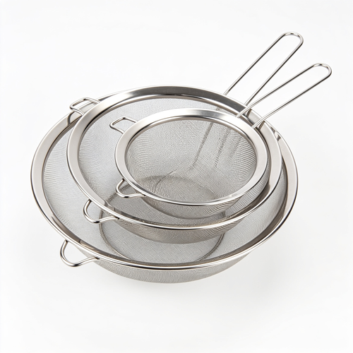 LittleKitchen Адказ Gemini3 Stück Sieb Set 19/25/37 cm, Küchensieb Edelstahl, Poliert Metall Feinmaschiges Seiher mit Verstärktem Griff Perfekt zum Abtropfen Nudeln, Quinoa, Sieben, Gemüse, Obst, Tee, Puderzucker