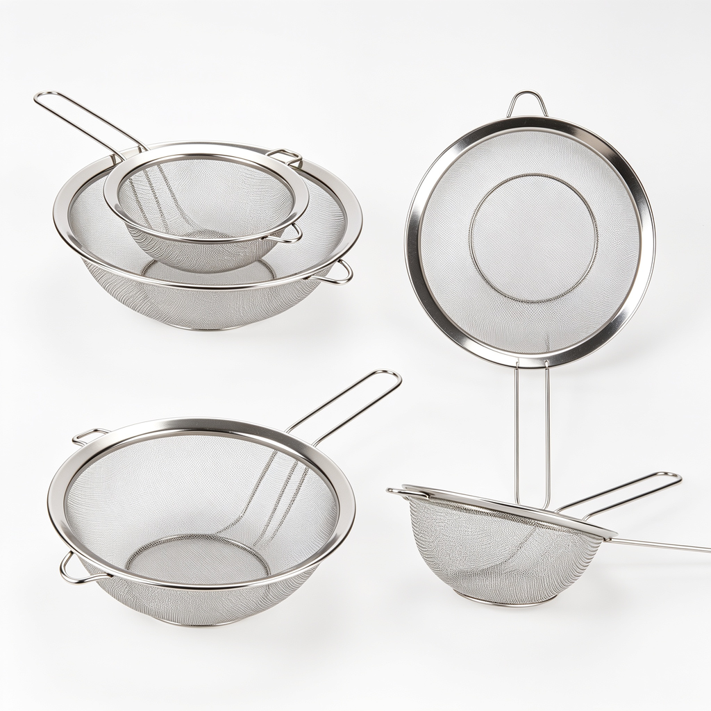 LittleKitchen Адказ Gemini3 Stück Sieb Set 19/25/37 cm, Küchensieb Edelstahl, Poliert Metall Feinmaschiges Seiher mit Verstärktem Griff Perfekt zum Abtropfen Nudeln, Quinoa, Sieben, Gemüse, Obst, Tee, Puderzucker