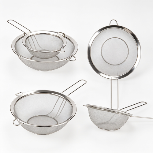 LittleKitchen Адказ Gemini3 Stück Sieb Set 19/25/37 cm, Küchensieb Edelstahl, Poliert Metall Feinmaschiges Seiher mit Verstärktem Griff Perfekt zum Abtropfen Nudeln, Quinoa, Sieben, Gemüse, Obst, Tee, Puderzucker