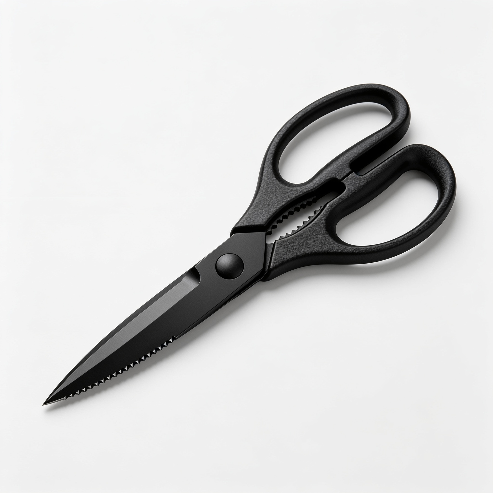 LittleKitchen Küchenschere 21 cm, Haushaltsschere mit Sägeschliff, Schere Küche, Edelstahl, Softgriff, schwarz